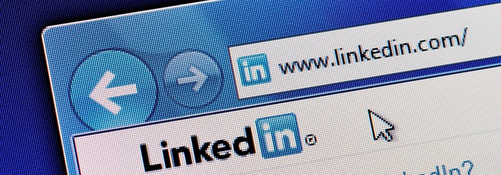 Internet browser on the LinkedIn home page
